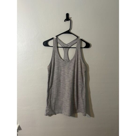 Lululemon Racerback Tank Top Size L Gray Stripe Swiftly Tech Run Yoga - Picture 1 of 3